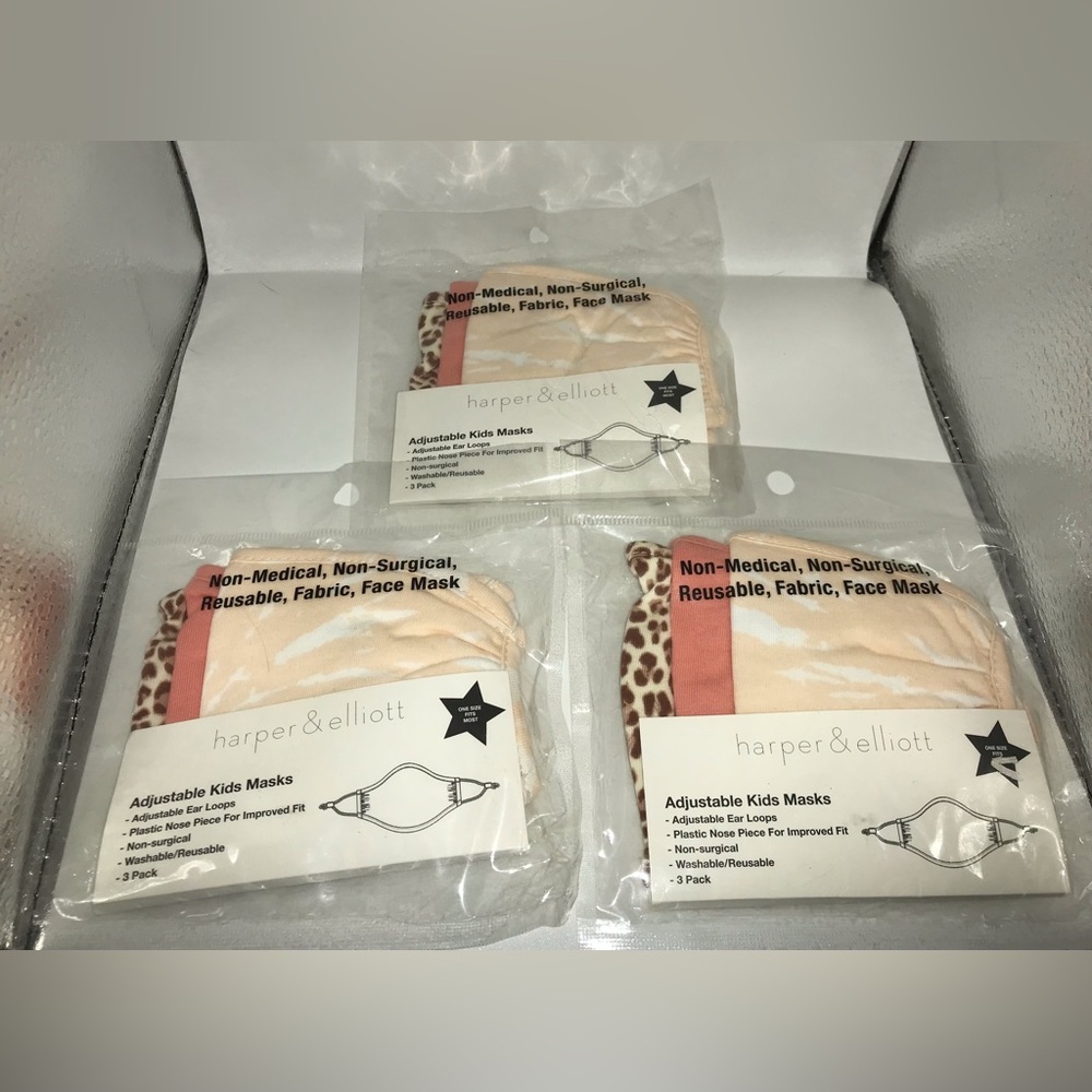 3 Packs  9 masks Harper & Elliott Kids Masks